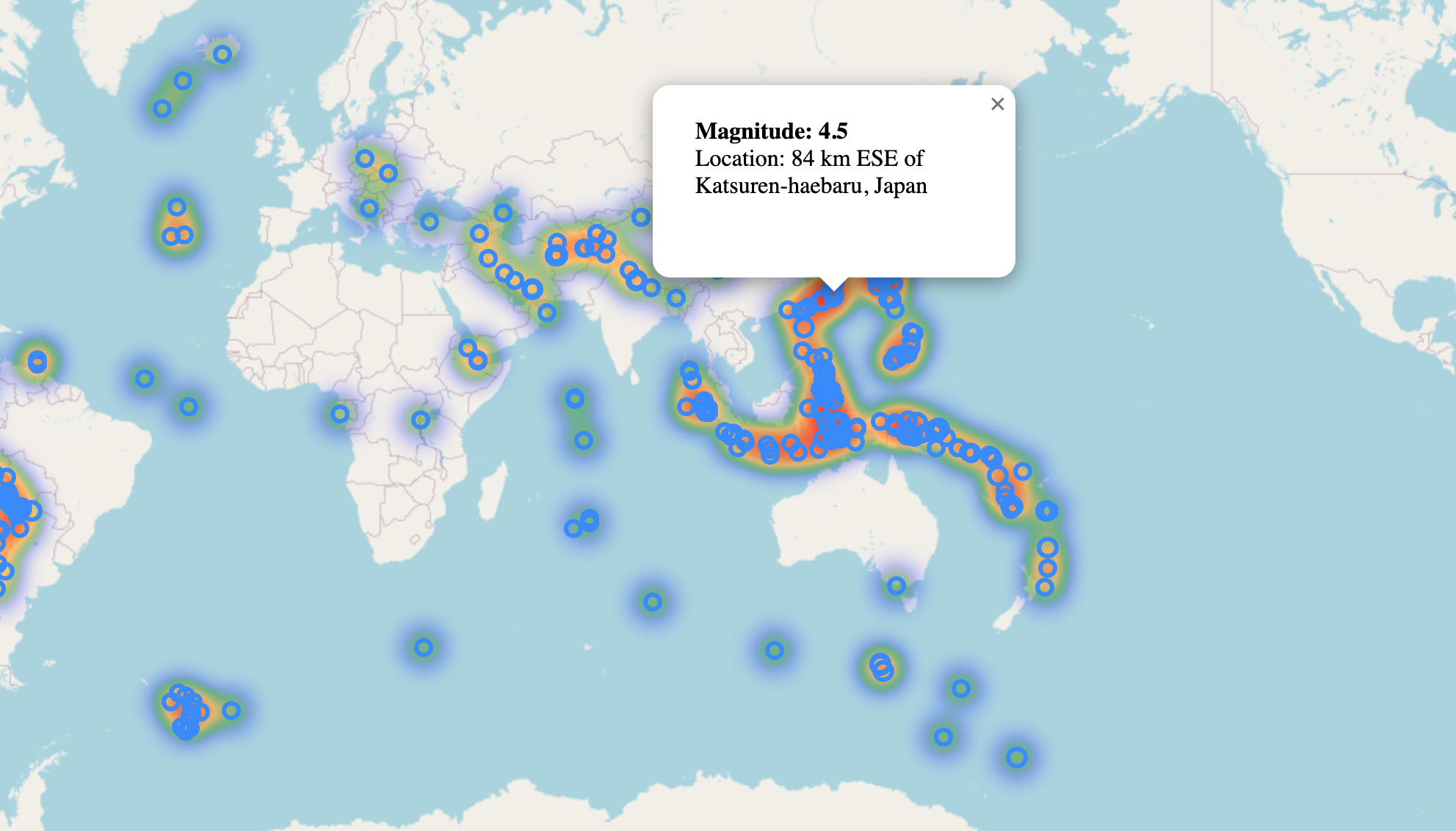 Folium earthquake heatmap controlled by a magnitude slider
